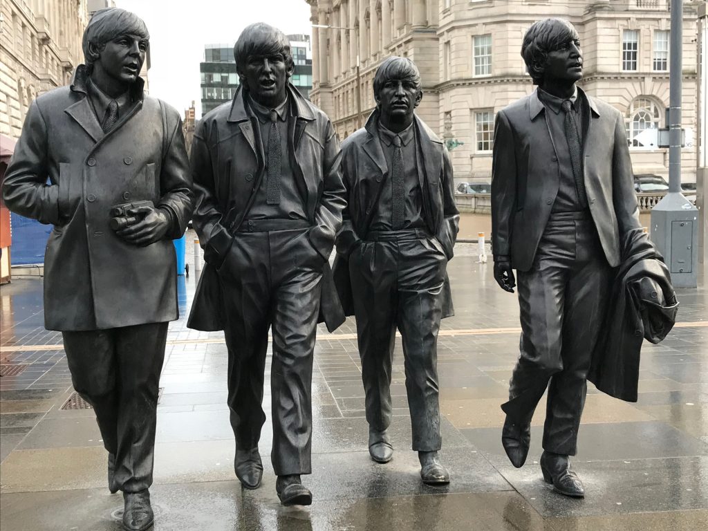 Photo of sculpture of the Beatles in London. -- wedding music