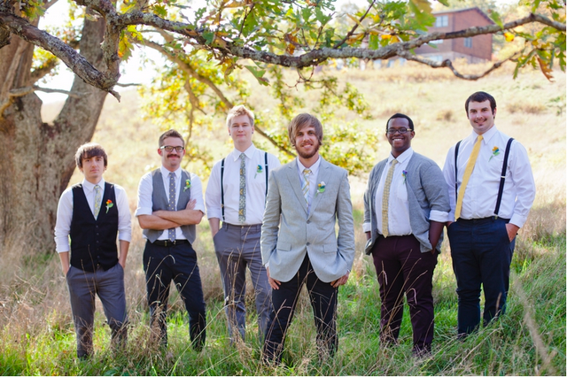 groomsmen with bright ties