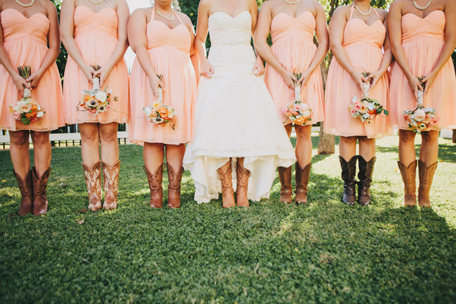 bridal party wearing cowboy boots