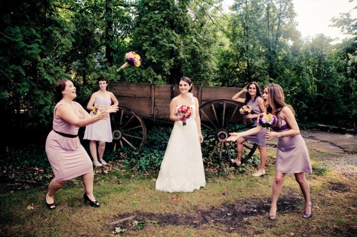 Bride with bridesmaids.
