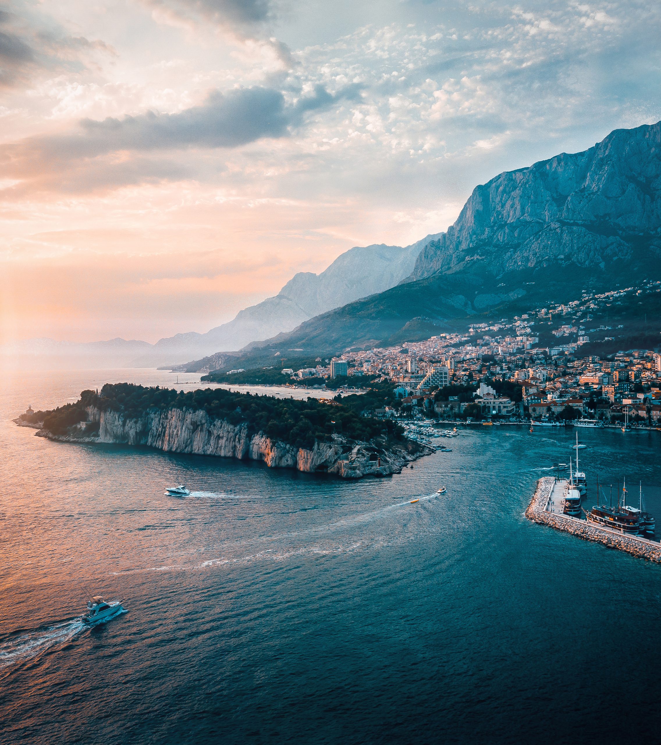 An ocean view of a port in Crotia