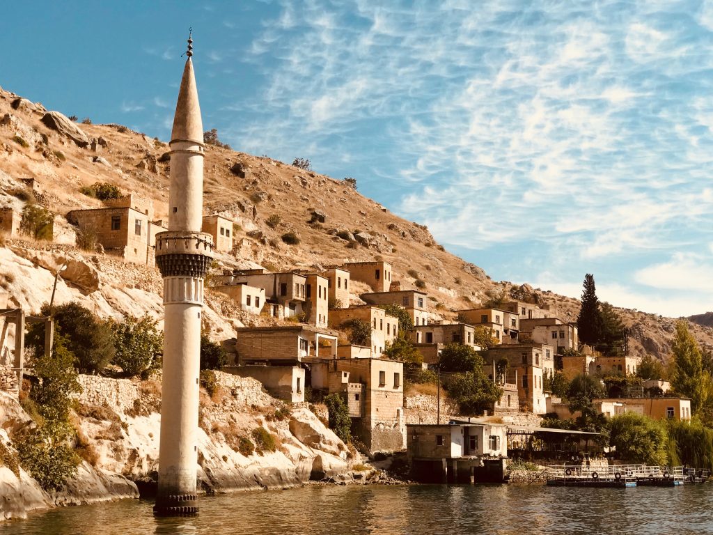 A coastal shot of a historical town in Turkey