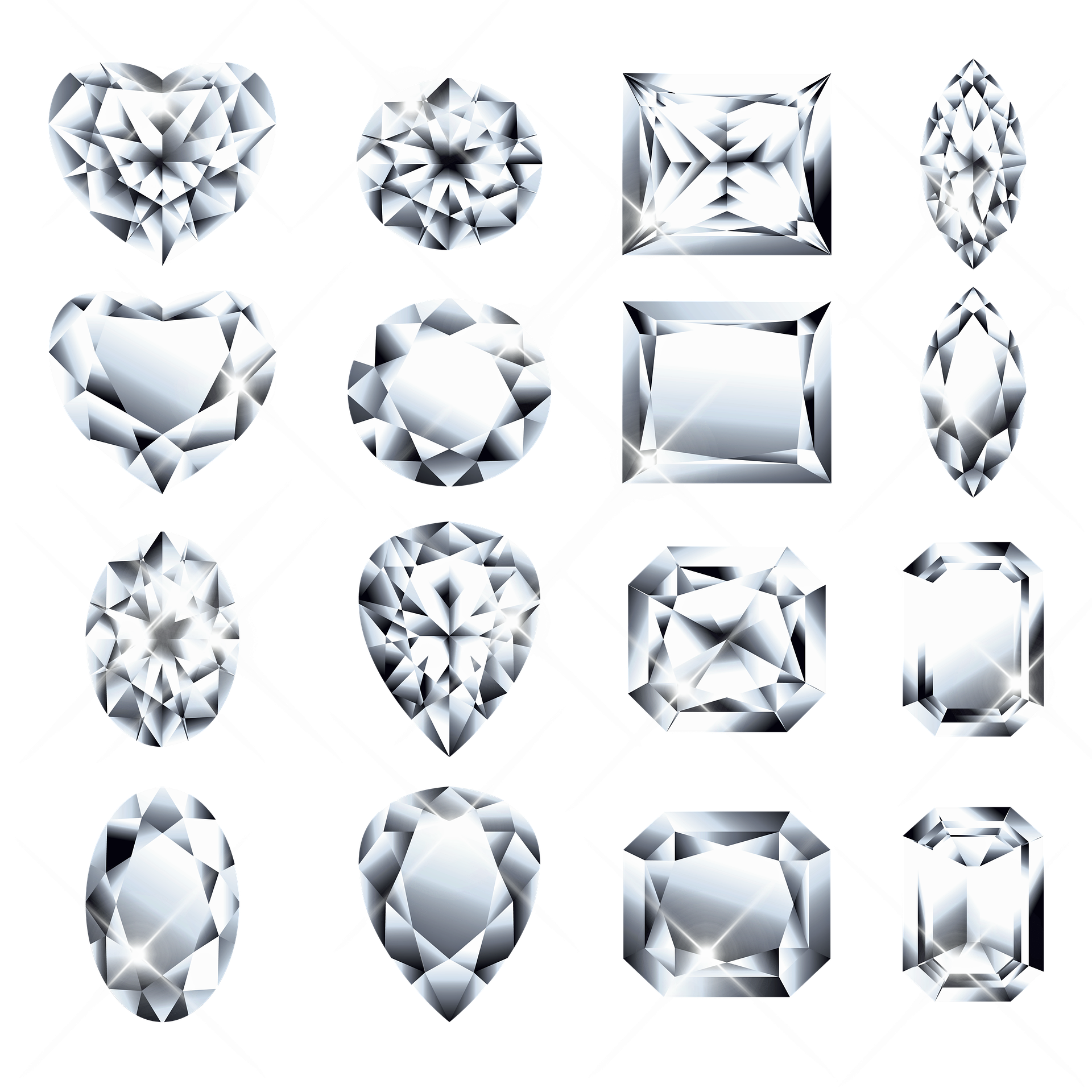 Image showing various diamond cuts and shapes