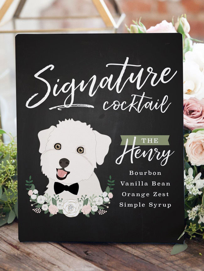 dog themed signature cocktail display