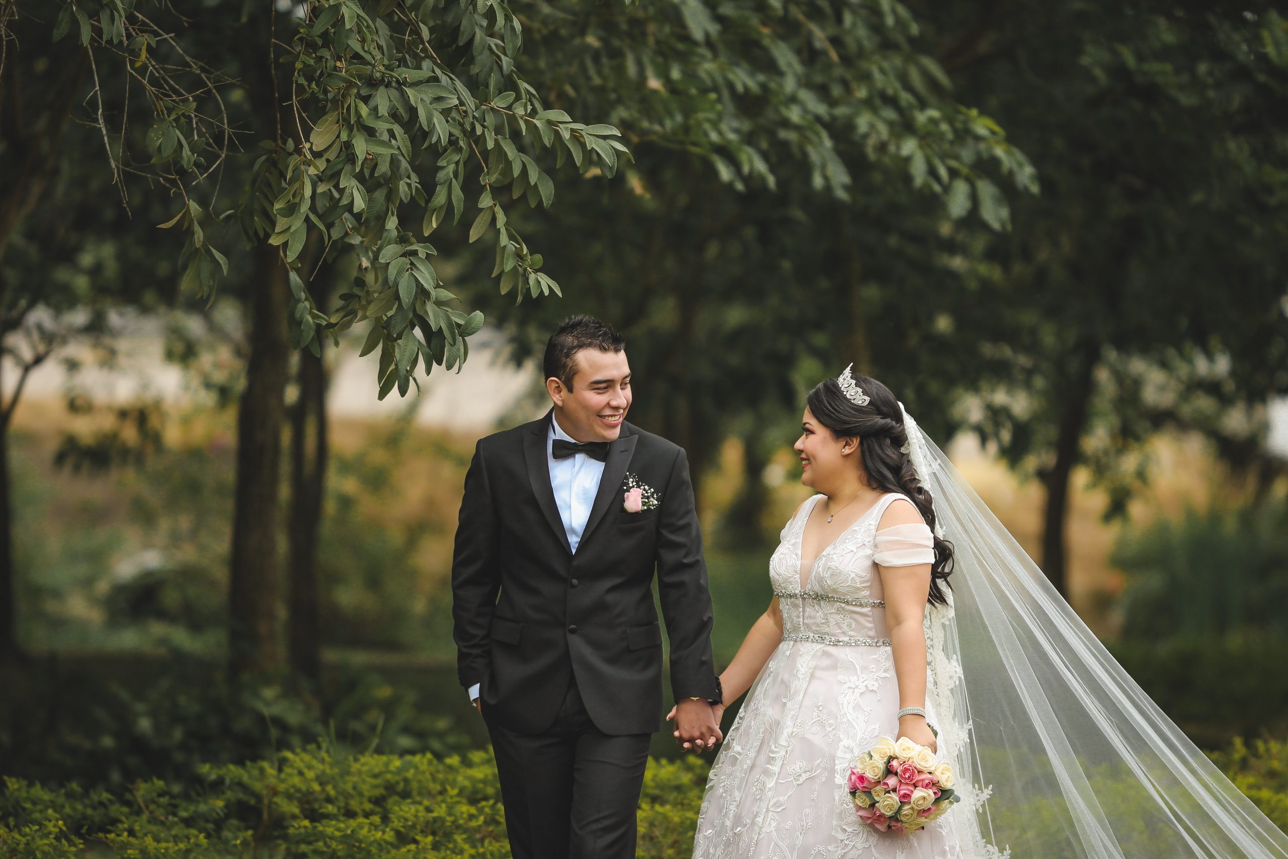 a couple eloping and holding hands