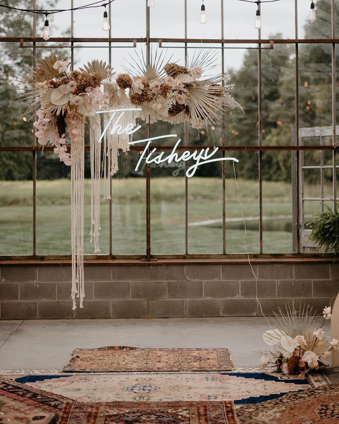 A persoalized neon sign at a microwedding